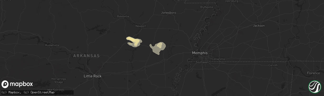 Hail map in Wynne, AR on June 7, 2025