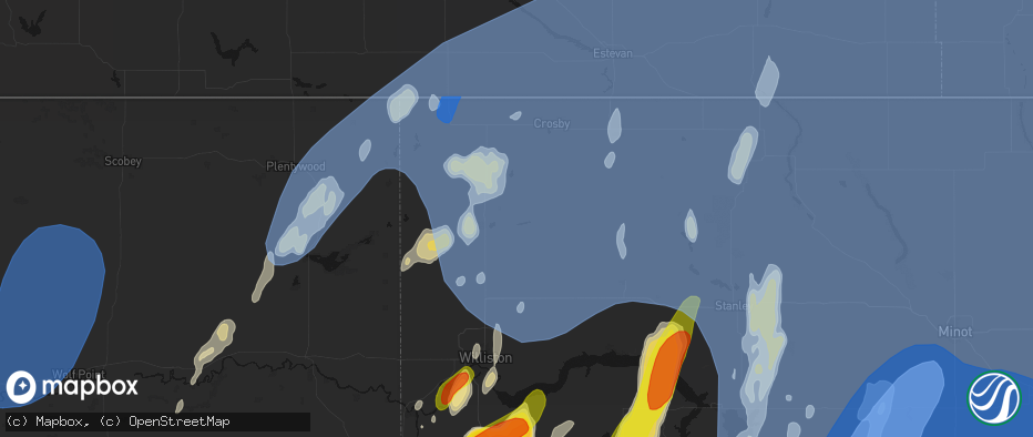 Hail map in Alamo, ND on June 7, 2026