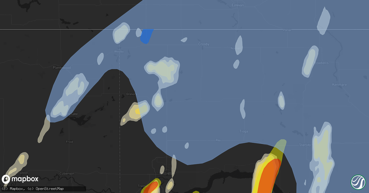 Hail map in Alamo, ND on June 7, 2026