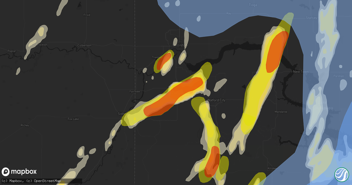 Hail map in Alexander, ND on June 7, 2026