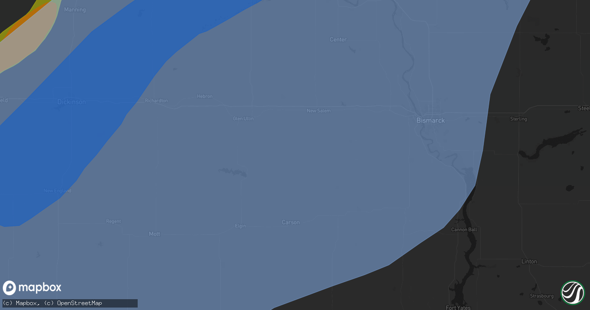 Hail map in Almont, ND on June 7, 2026