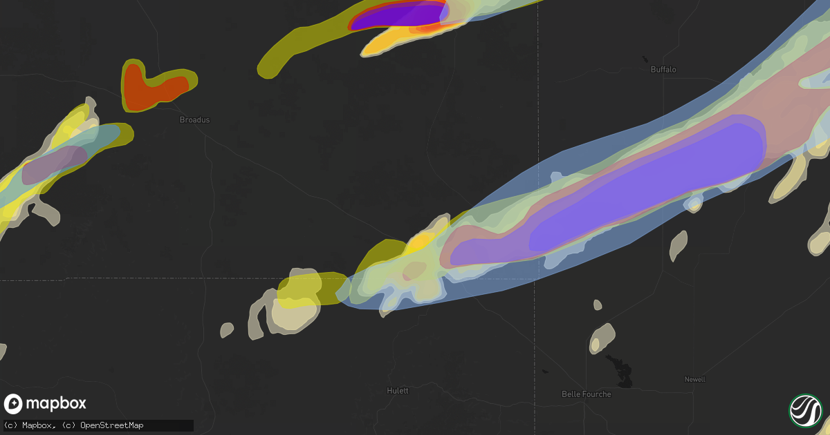 Hail map in Alzada, MT on June 7, 2026