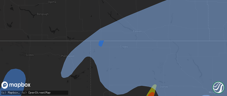 Hail map in Ambrose, ND on June 7, 2026