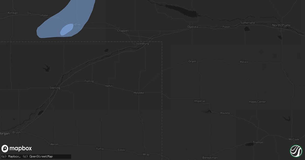 Hail map in Amherst, CO on June 7, 2026