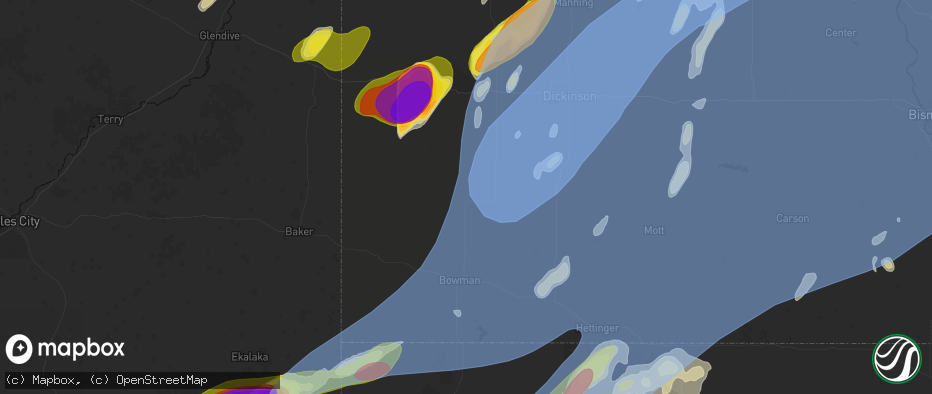 Hail map in Amidon, ND on June 7, 2026