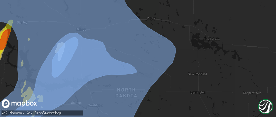 Hail map in Anamoose, ND on June 7, 2026