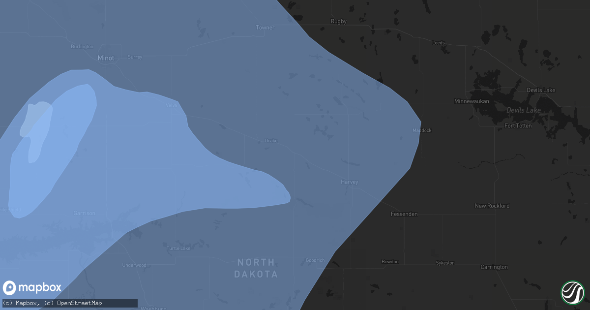 Hail map in Anamoose, ND on June 7, 2026