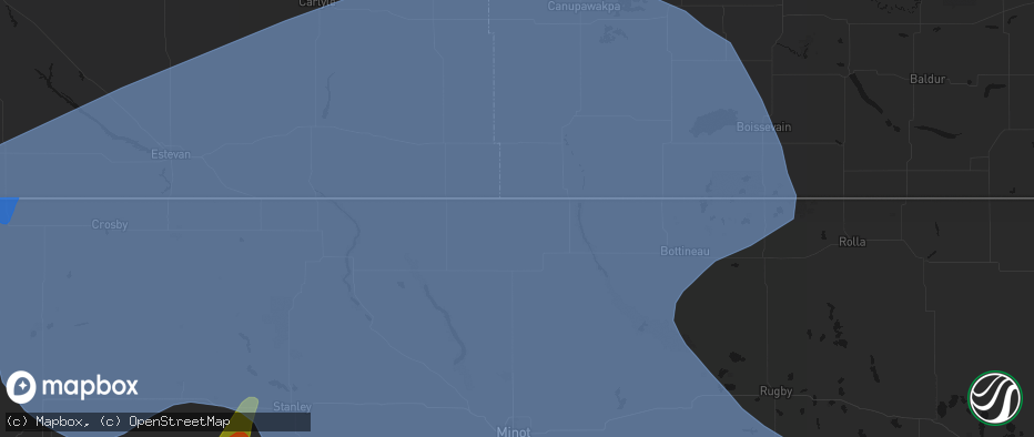 Hail map in Antler, ND on June 7, 2026