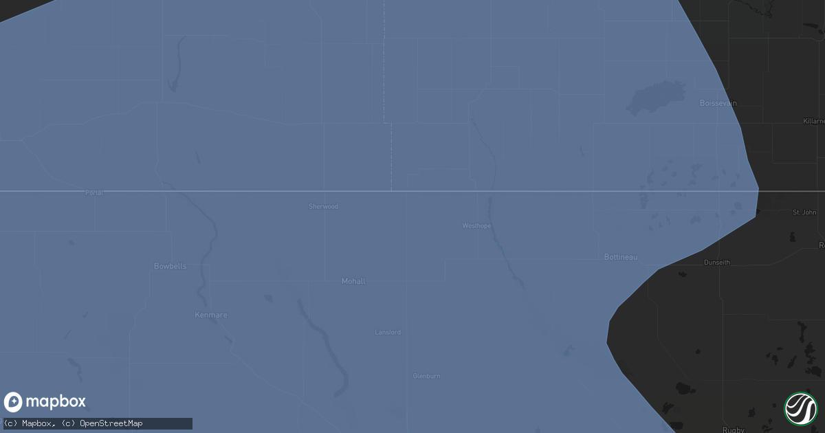 Hail map in Antler, ND on June 7, 2026