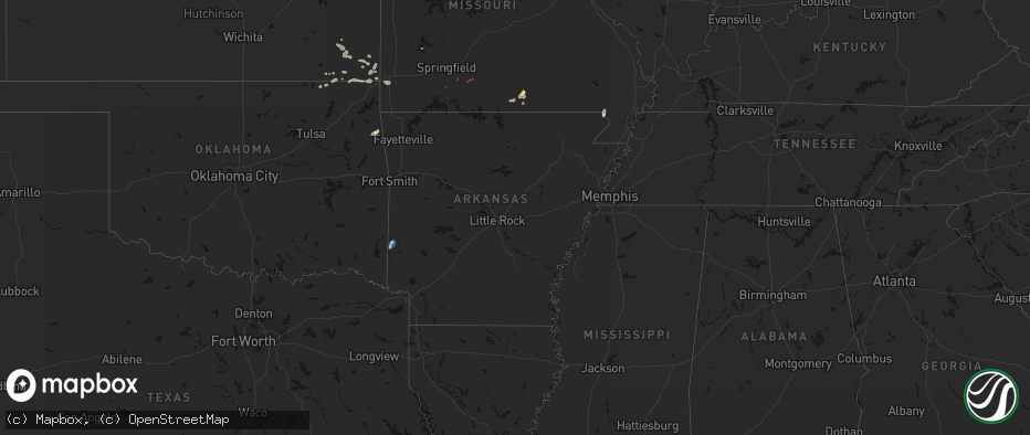 Hail map in Arkansas on June 7, 2026
