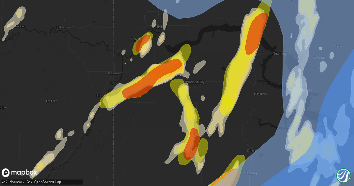 Hail map in Arnegard, ND on June 7, 2026
