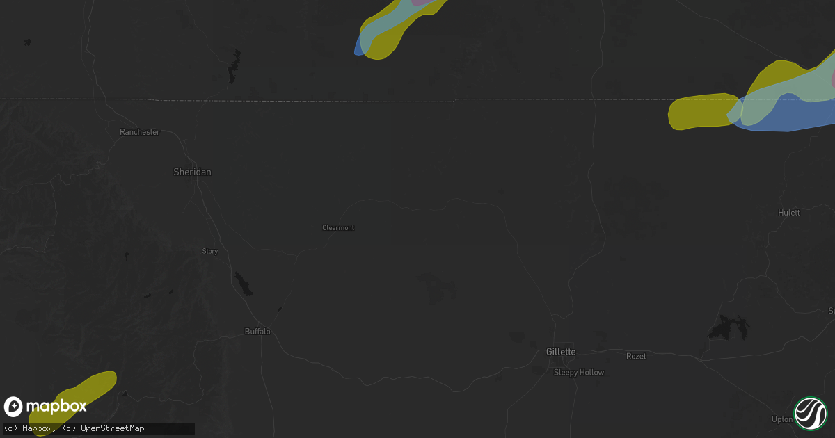 Hail map in Arvada, WY on June 7, 2026