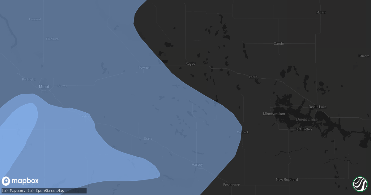 Hail map in Balta, ND on June 7, 2026
