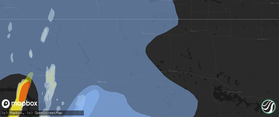 Hail map in Bantry, ND on June 7, 2026