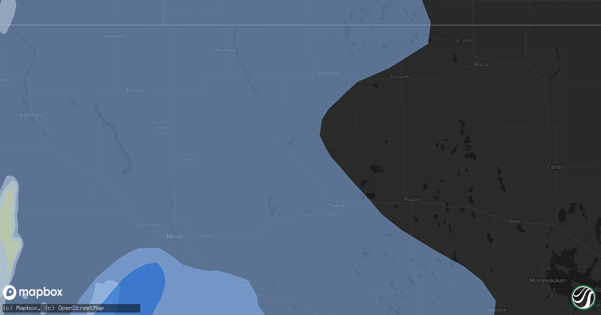 Hail map in Bantry, ND on June 7, 2026