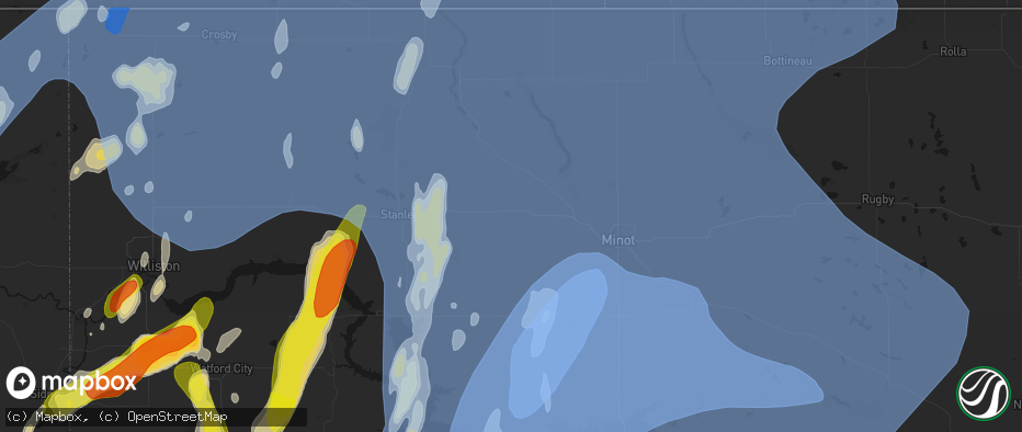 Hail map in Berthold, ND on June 7, 2026