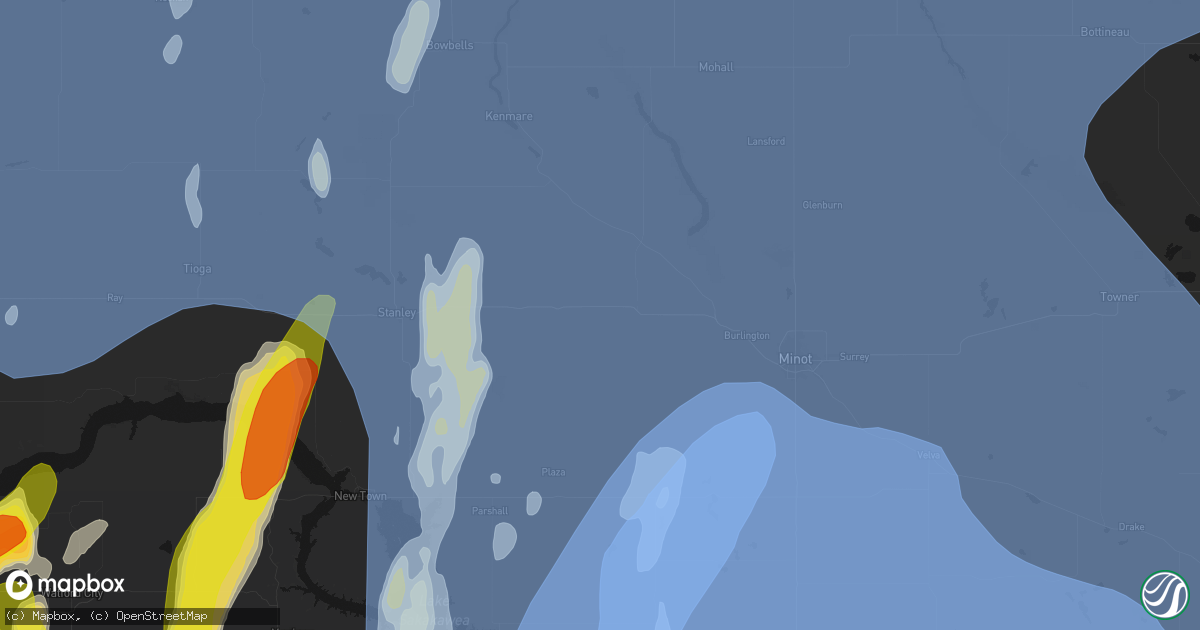 Hail map in Berthold, ND on June 7, 2026