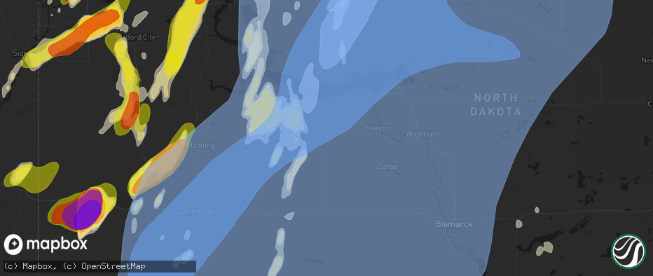 Hail map in Beulah, ND on June 7, 2026