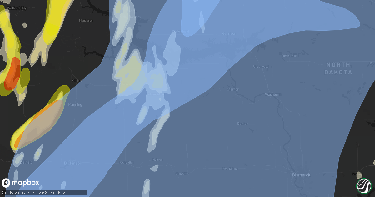 Hail map in Beulah, ND on June 7, 2026