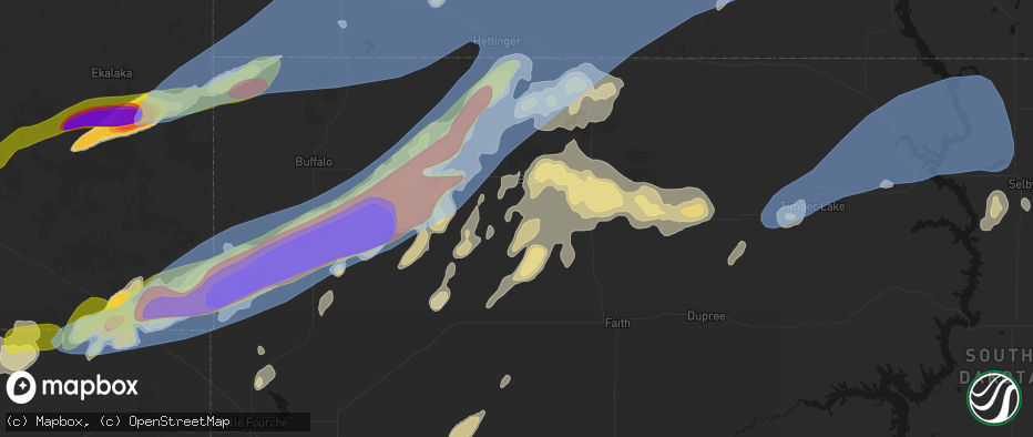 Hail map in Bison, SD on June 7, 2026