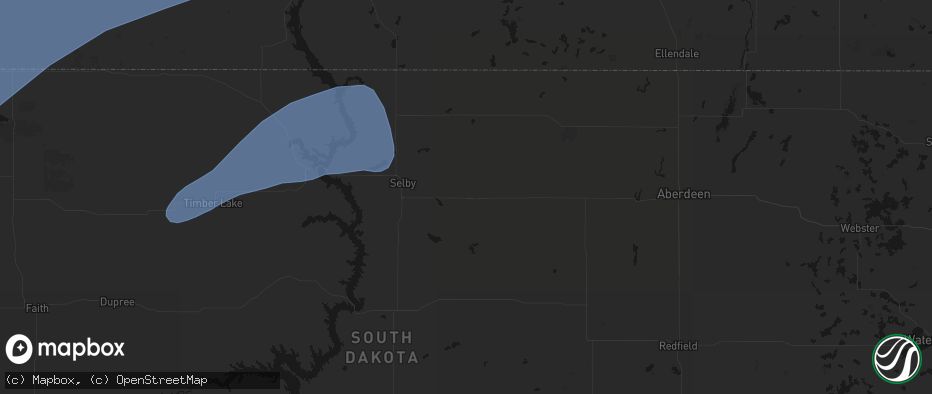 Hail map in Bowdle, SD on June 7, 2026