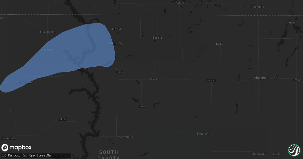 Hail map in Bowdle, SD on June 7, 2026