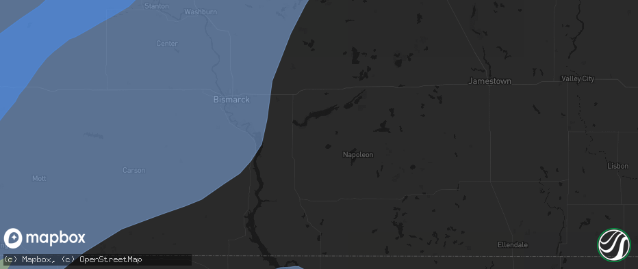 Hail map in Braddock, ND on June 7, 2026