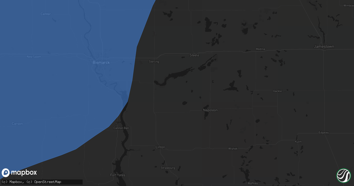 Hail map in Braddock, ND on June 7, 2026