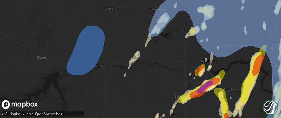 Hail map in Brockton, MT on June 7, 2026