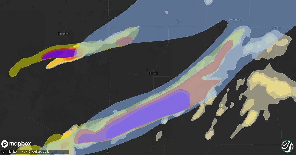 Hail map in Buffalo, SD on June 7, 2026