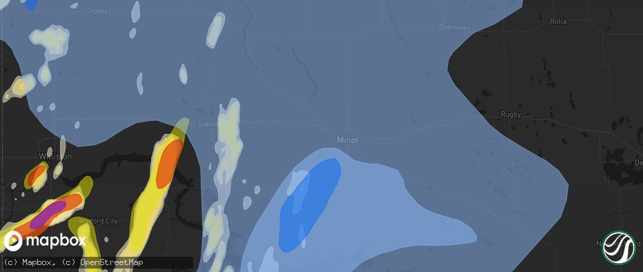 Hail map in Burlington, ND on June 7, 2026