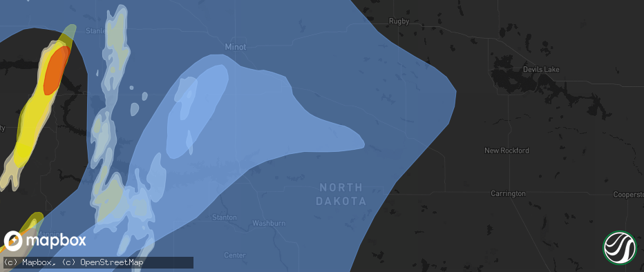 Hail map in Butte, ND on June 7, 2026