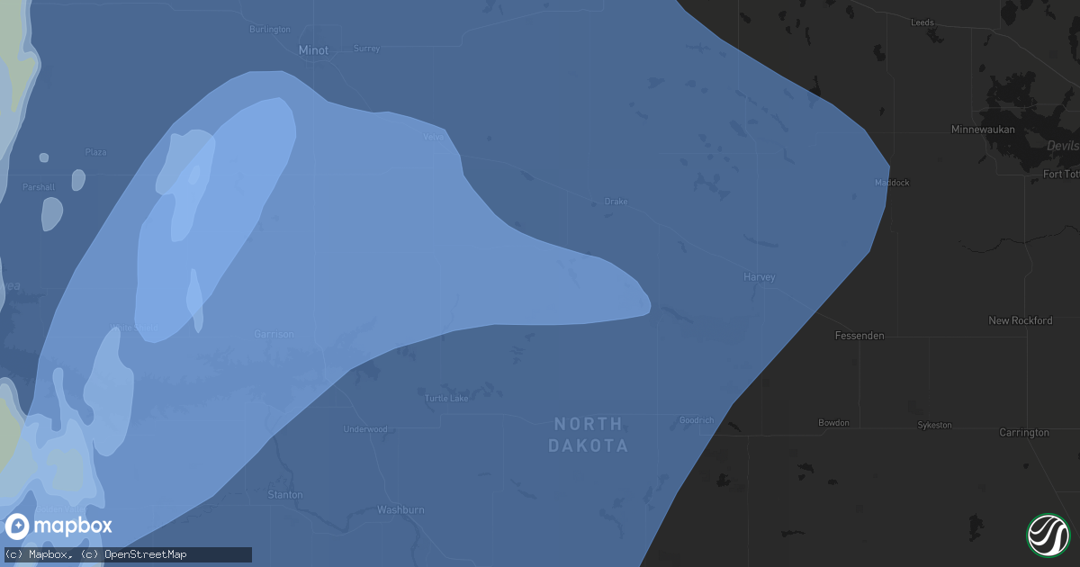 Hail map in Butte, ND on June 7, 2026
