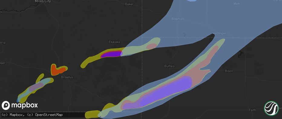 Hail map in Camp Crook, SD on June 7, 2026