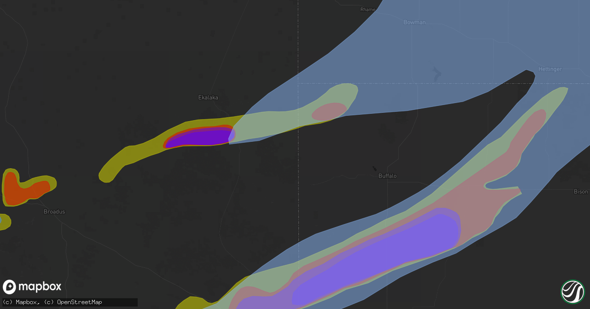 Hail map in Camp Crook, SD on June 7, 2026