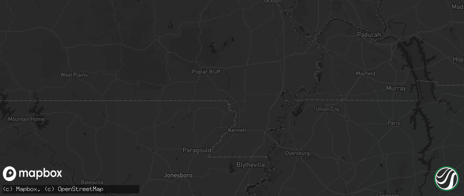 Hail map in Campbell, MO on June 7, 2026