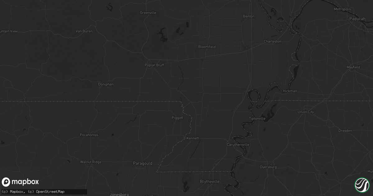 Hail map in Campbell, MO on June 7, 2026