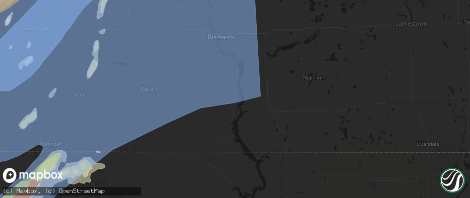 Hail map in Cannon Ball, ND on June 7, 2026