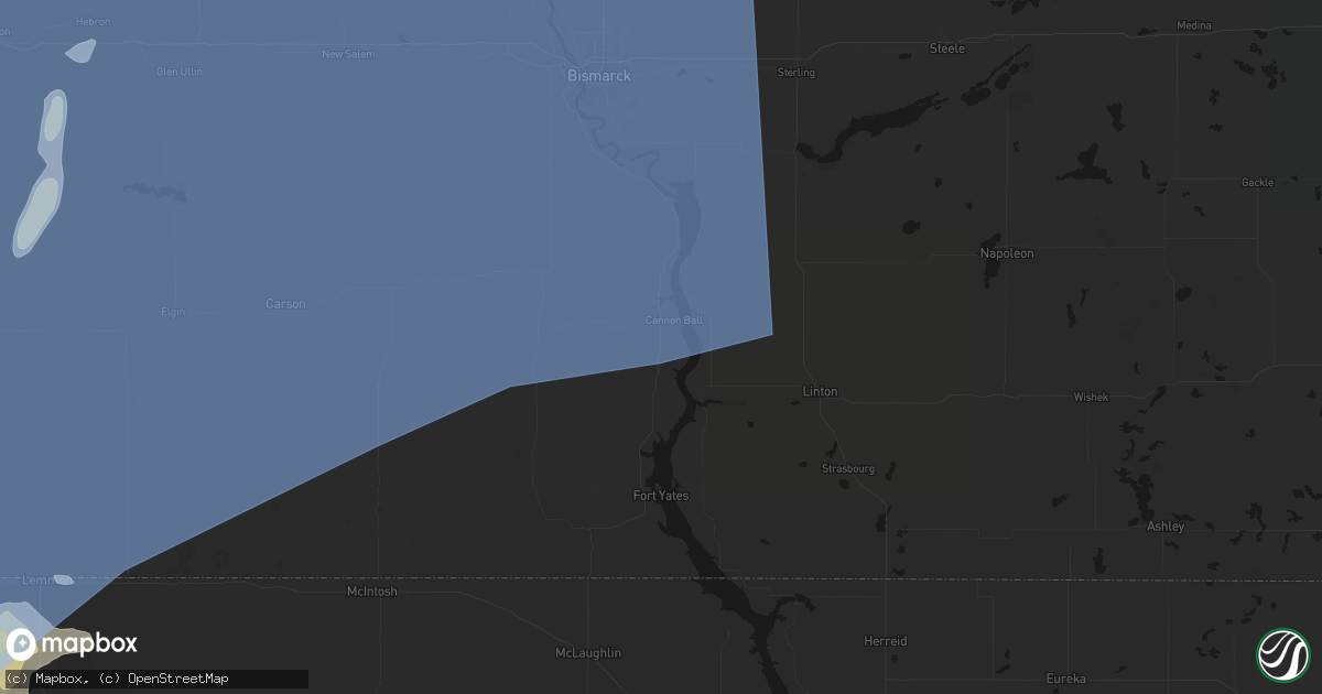Hail map in Cannon Ball, ND on June 7, 2026