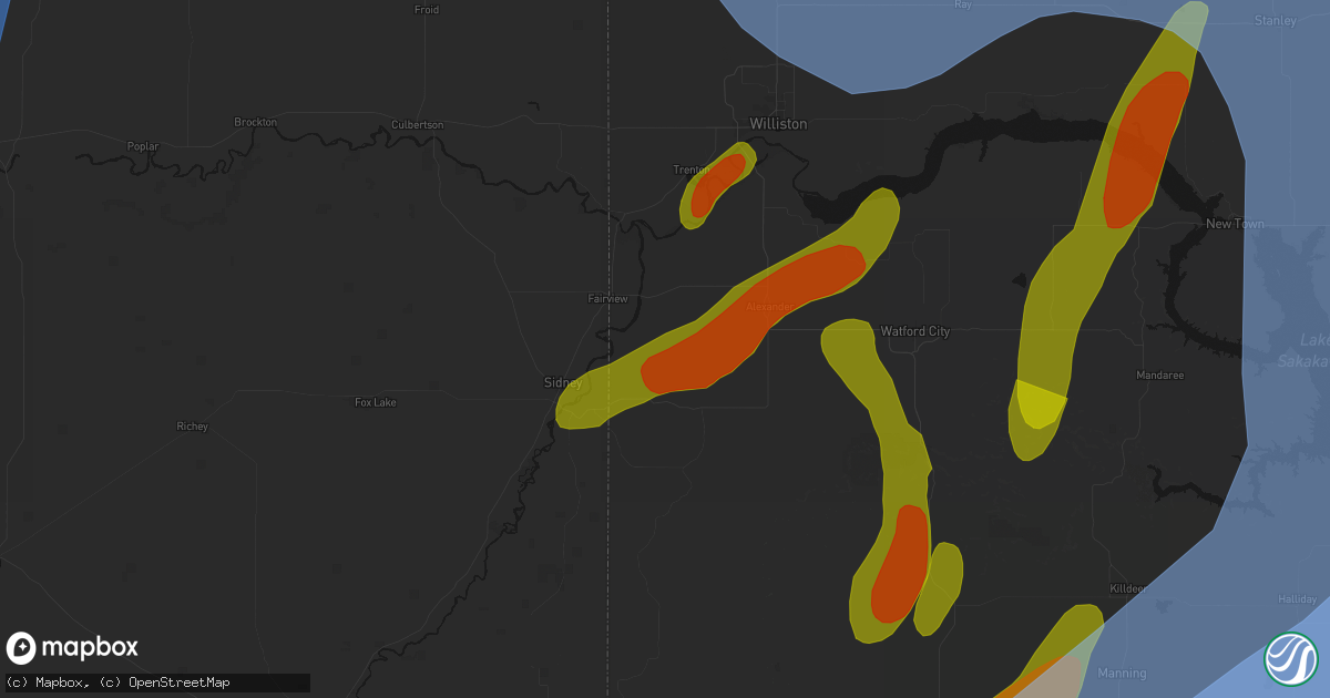 Hail map in Cartwright, ND on June 7, 2026
