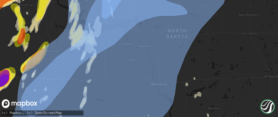 Hail map in Center, ND on June 7, 2026