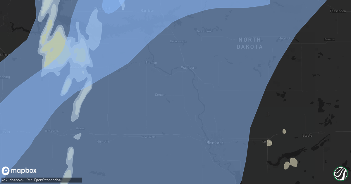 Hail map in Center, ND on June 7, 2026