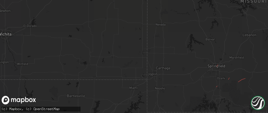 Hail map in Cherokee, KS on June 7, 2026