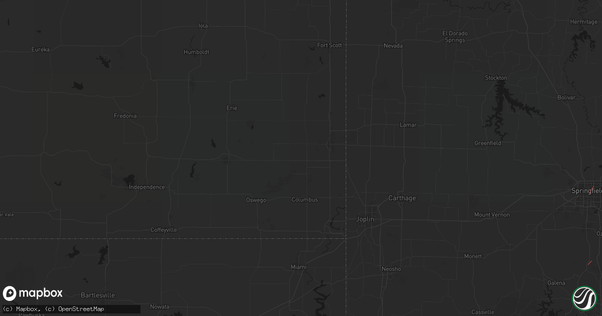 Hail map in Cherokee, KS on June 7, 2026