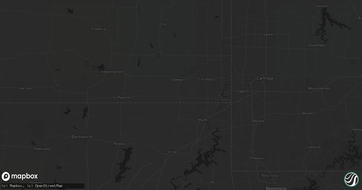 Hail map in Chetopa, KS on June 7, 2026