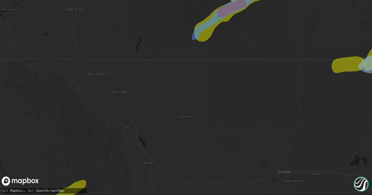 Hail map in Clearmont, WY on June 7, 2026