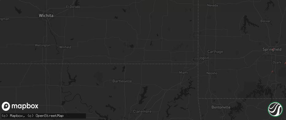 Hail map in Coffeyville, KS on June 7, 2026