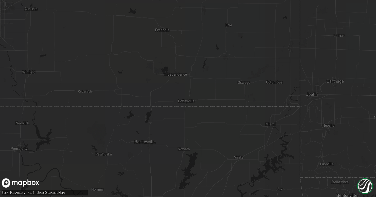 Hail map in Coffeyville, KS on June 7, 2026