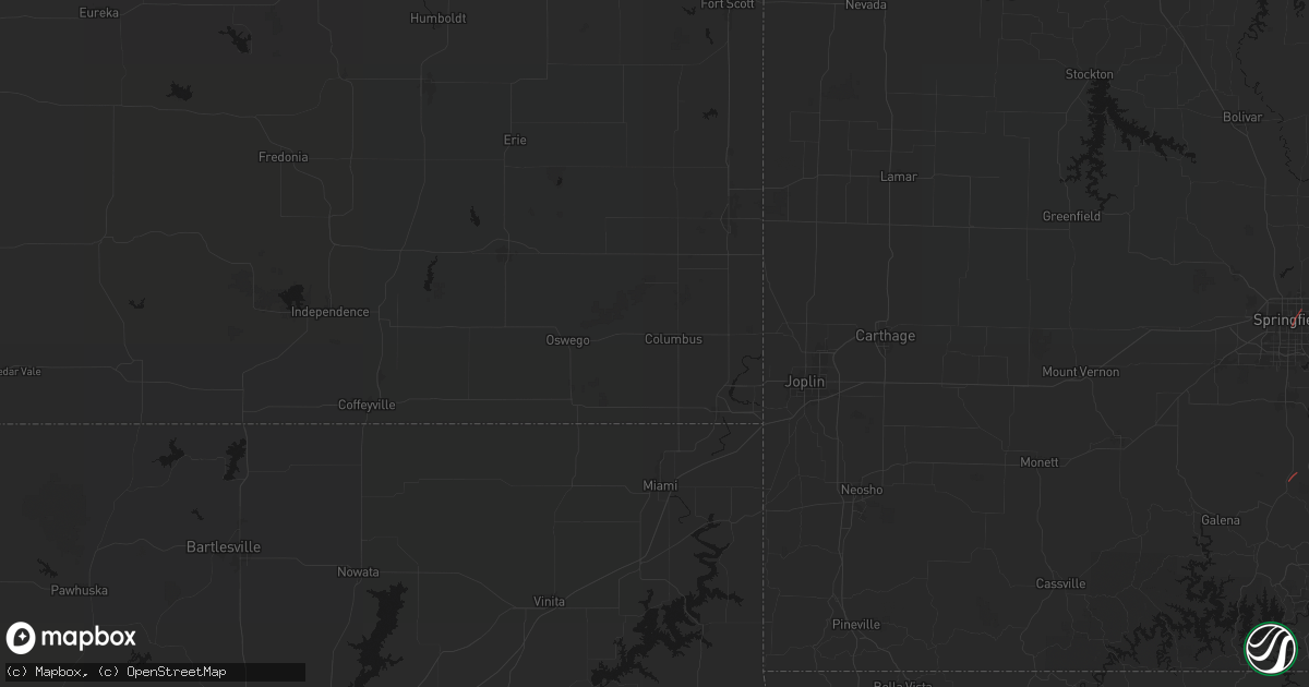 Hail map in Columbus, KS on June 7, 2026