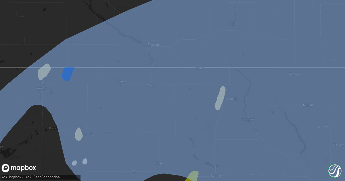 Hail map in Columbus, ND on June 7, 2026